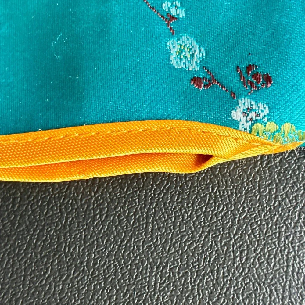 Teal Blue Floral Brocade Miniature Cheongsam Qipao Wine Bottle Cover Decor